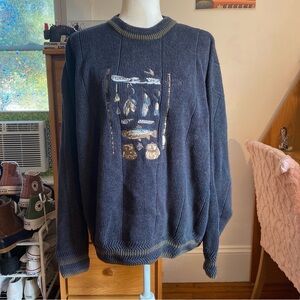 Gant 100% Cotton Mens Vintage Sweater With Fishing Embroidery